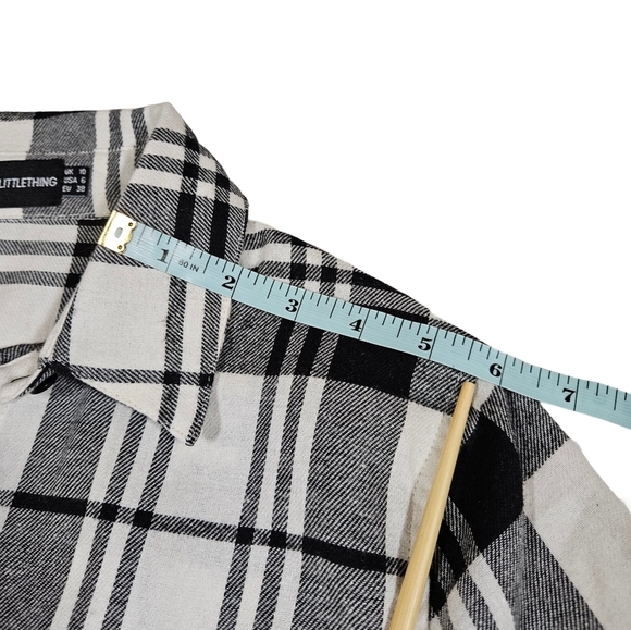 Pretty Little Thing Oversized Button Up Flannel Shirt Dress,Black/White, 6 - Picture 12 of 13
